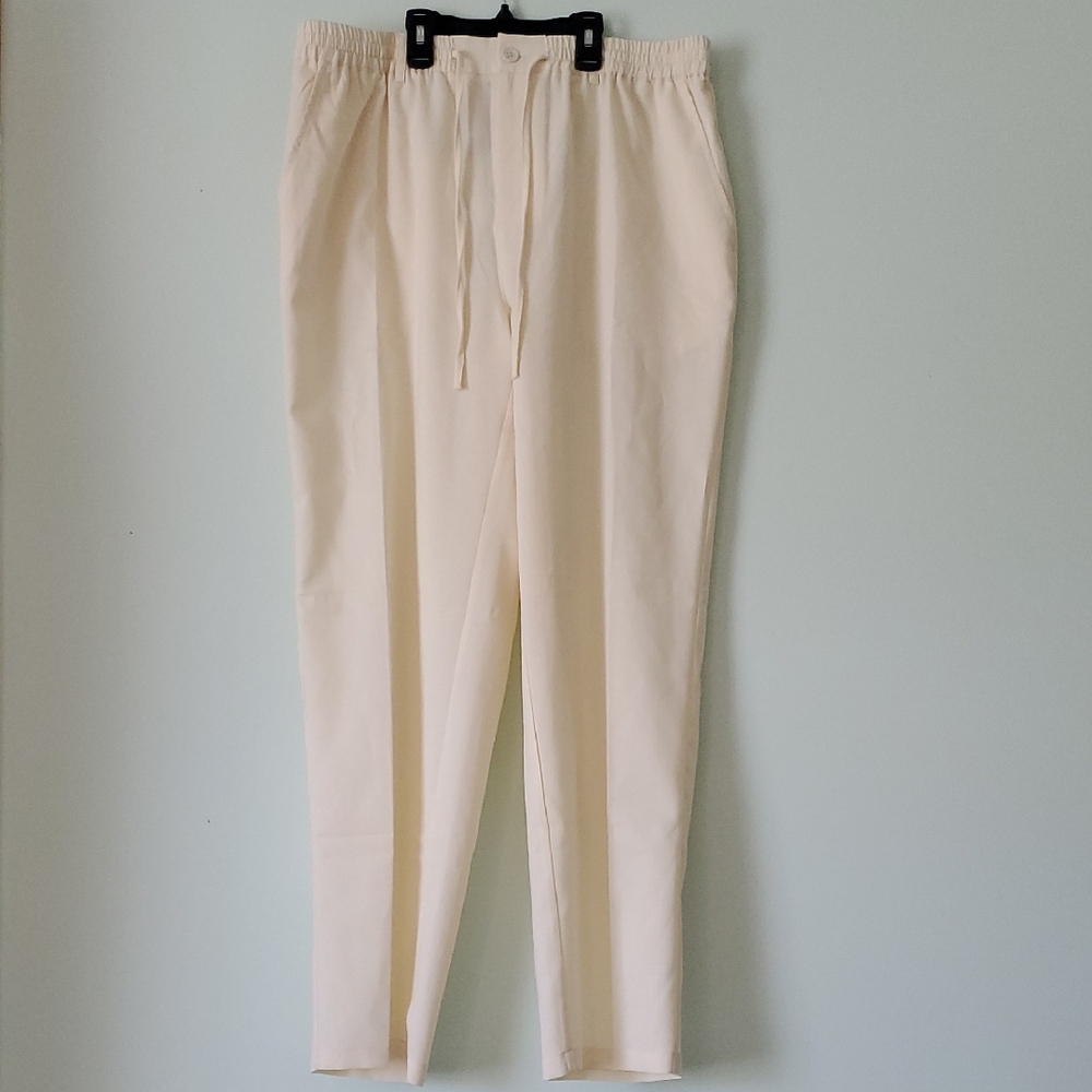 Men's Cream Drawstring Casual Pants